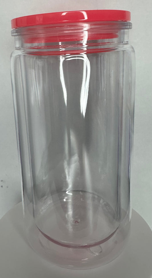 16oz Acrylic Snowglobe  (hot pink lid)