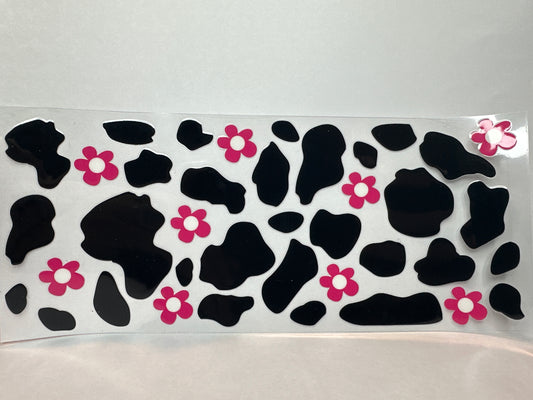 Cow print w/ pink flowers